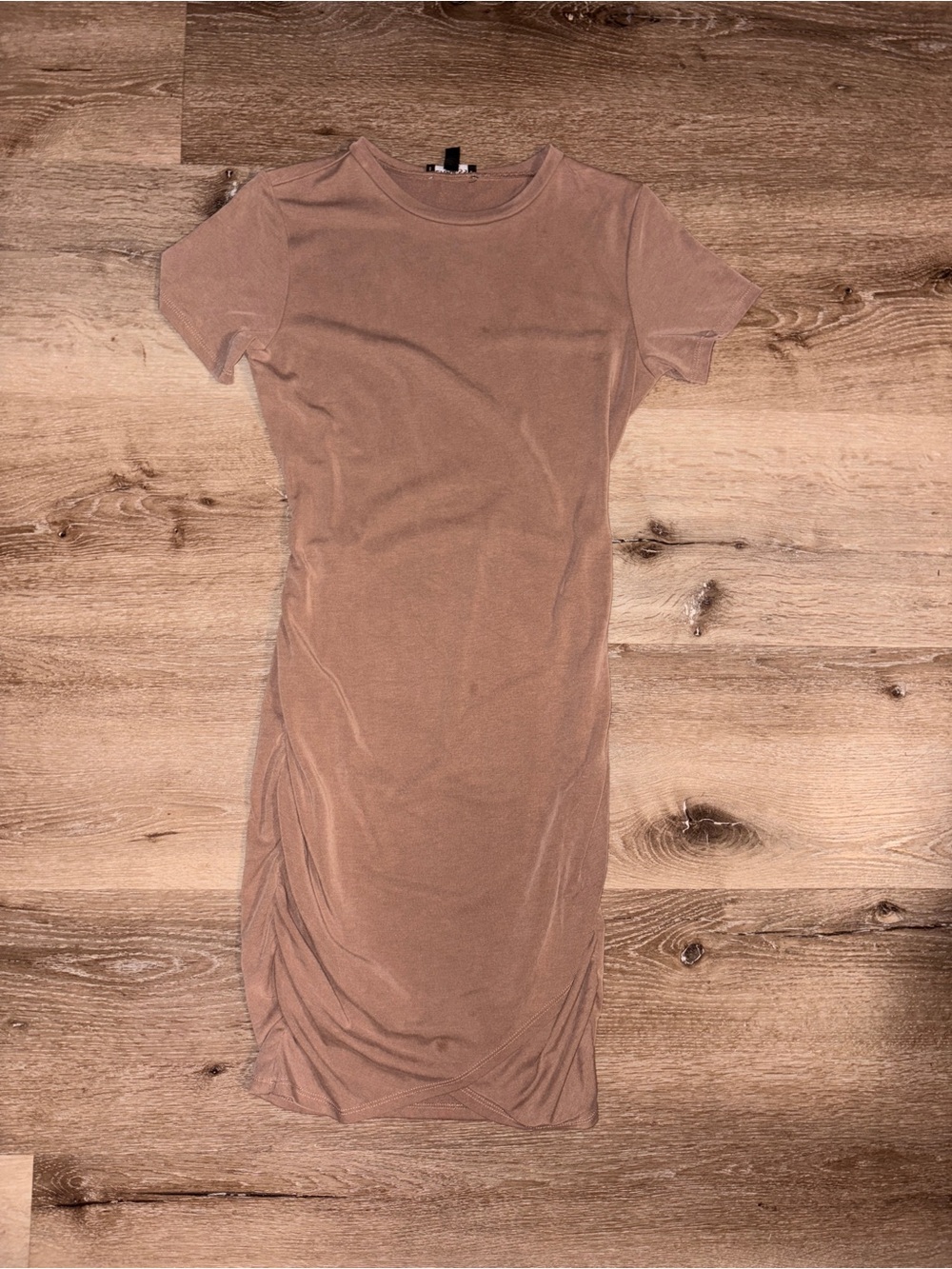 Express silky sueded jersey ruched t-shirt dress